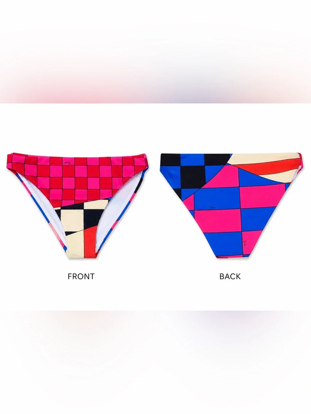 New! Emilio Pucci Kids Girls Pink Red Checkerboard Bikini Swim Bottom ❤️ 6Y
